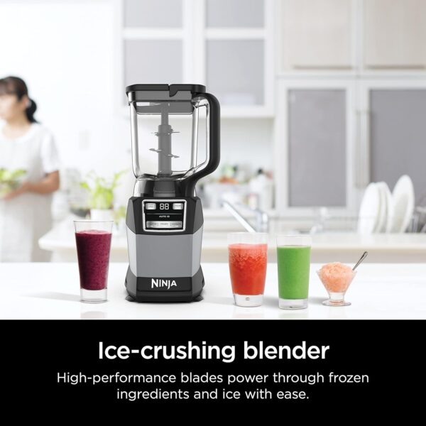 Ninja Blender, Compact Kitchen System, 1200W, 3 Functions for Smoothies, Dough & Frozen Drinks with Auto-IQ, 72-oz.* Blender Pitcher, 40-oz. Processor Bowl & 18-oz. Single-Serve Cup, Grey, AMZ493BRN - Image 5