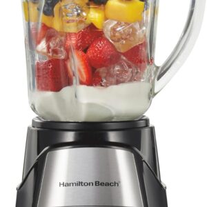 Hamilton Beach Power Elite Wave Action Blender For Shakes and Smoothies, 40 Oz Glass Jar, 12 Functions Including Puree, Crush Ice, Black, 700 Watts, Black (58148A)