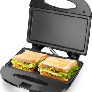 Aigostar Sandwich Maker with Non-stick Deep Grid Surface for Egg, Ham, Steaks Compact Electric Grill Tostadora de Pan Black, ETL Certificated, Roy