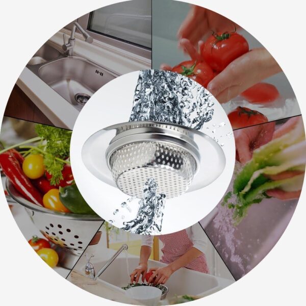 2PCS Kitchen Sink Strainer - Stainless Steel, Large Wide Rim 4.5" Diameter - Image 5