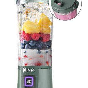 Ninja BC151EM Blast Portable Blender, Cordless, 18oz. Vessel, Personal Blender-for Shakes & Smoothies, BPA Free, Leakproof-Lid & Sip Spout, USB-C Rechargeable, Dishwasher Safe Parts, Forest Green