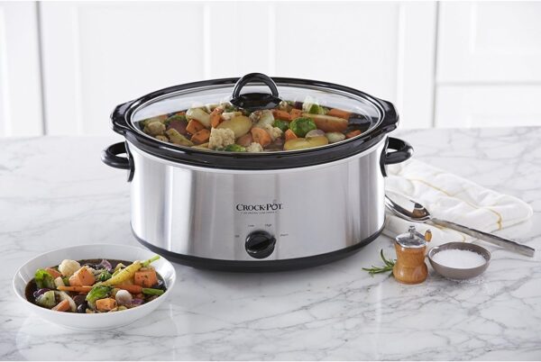 Crock-Pot 7 Quart Oval Manual Slow Cooker, Stainless Steel (SCV700-S-BR), Versatile Cookware for Large Families or Entertaining - Image 5