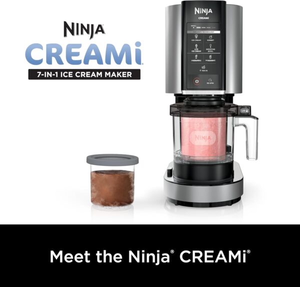 Ninja NC301 CREAMi Ice Cream Maker, for Gelato, Mix-ins, Milkshakes, Sorbet, Smoothie Bowls & More, 7 One-Touch Programs, with (2) Pint Containers & Lids, Compact Size, Perfect for Kids, Silver - Image 15