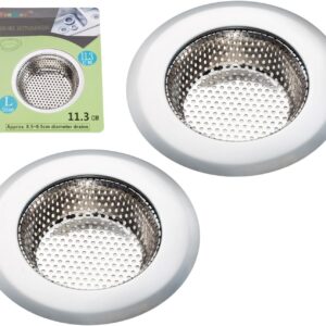 2PCS Kitchen Sink Strainer – Stainless Steel, Large Wide Rim 4.5″ Diameter