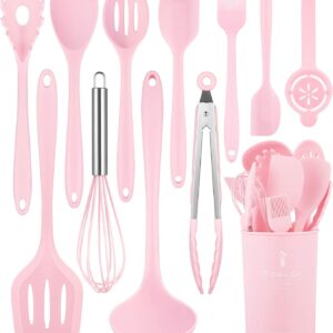 Kitchen Utensils Set-12 Pieces Silicone Cooking Utensils Set (Dishwasher Safe) 392°F Heat Resistant Spatula Set, Nonstick Cookware