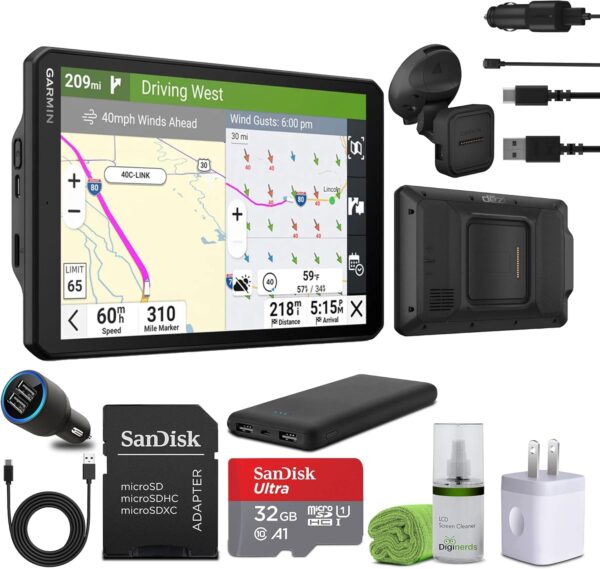 Garmin Dezl OTR820 GPS Truck Navigator 8" Display Touchscreen, Commercial GPS Navigation for Semi-Truck Driver Bundle with 32GB SD Memory Card + LCD Cleaning Kit + More Accessories - Image 2