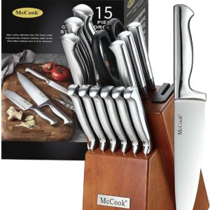 McCook® Knife Sets, German Stainless Steel Kitchen Knife Block Sets with Built-in Sharpener