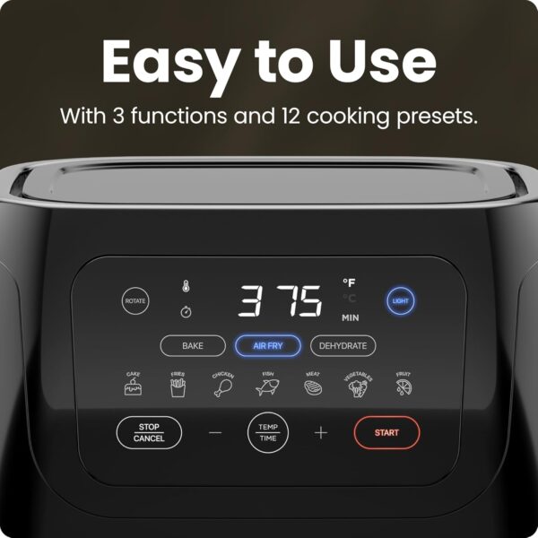CHEFMAN Multifunctional Digital Air Fryer+ Rotisserie, Dehydrator, Convection Oven, 17 Touch Screen Presets Fry, Roast, Dehydrate, Bake, XL 10L Family Size, Auto Shutoff, Large Easy-View Window, Black - Image 5