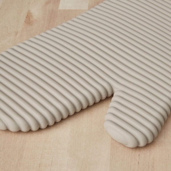 KitchenAid Ribbed Soft Silicone Oven Mitt Set, 7"x13", Milkshake 2 Count - Image 3