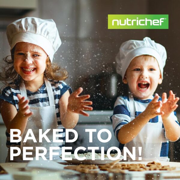 NutriChef 3-Piece Nonstick Kitchen Oven Baking Pans - Premium & Stylish Non-Stick Steel, Commercial Grade Restaurant Quality Metal Bakeware with Red Silicone Handles - Easy to Clean, NCSBS3S - Image 7