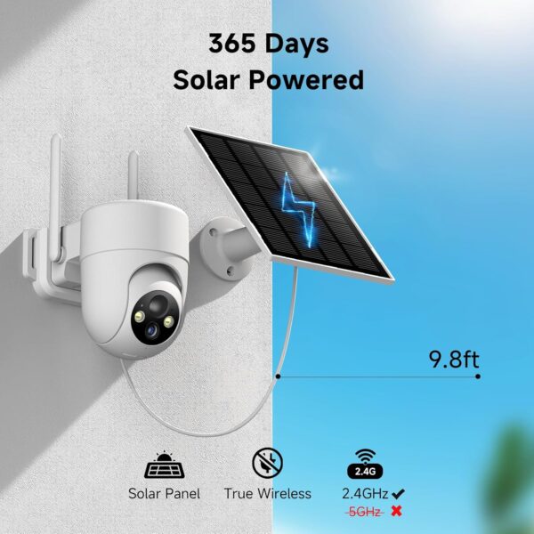 2K Solar Security Cameras Wireless Outdoor, 2PCS Outdoor Camera Wireless with 360° View, Cameras for Home Security with Color Night Vision/2-Way Audio, 2.4GHz Wi-Fi Only - Image 3