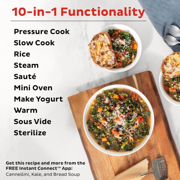 Instant Pot Pro 10-in-1 Pressure Cooker, Slow Cooker, Rice/Grain Cooker, Steamer, Sauté, Sous Vide, Yogurt Maker, Sterilizer, and Warmer, Includes App With Over 800 Recipes, Black, 6 Quart - Image 4