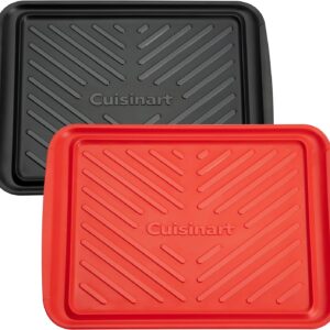 Cuisinart Grilling Prep & Serve Trays, 17×10.5 inch BBQ Trays Safe for Food Handling, 2 Dishwasher Safe Nesting Trays Black & Red, Perfect Grilling Tray for Cooked & Raw Meat, Fits 6 Burgers