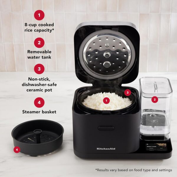 KitchenAid Grain and Rice Cooker 8 Cup with Automatically Sensing Integrated Scale + Water Tank, KGC3155BM - Image 6