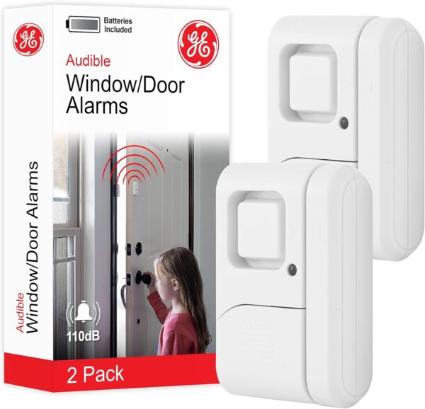 GE Personal Security Window and Door Alarm, 2 Pack, DIY Protection, Burglar Alert, Wireless Chime/Alarm, Easy Installation, Home Security, Ideal for Home, Garage, Apartment and More, White, 45115 - Image 2