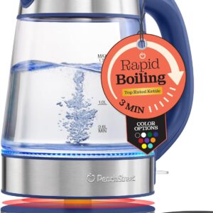 Speed-Boil Water Electric Kettle, 1.7L 1500W, Coffee & Tea Kettle Borosilicate Glass, Wide Opening, Auto Shut-Off, Cool Touch Handle, LED Light. 360° Rotation, Boil Dry Protection