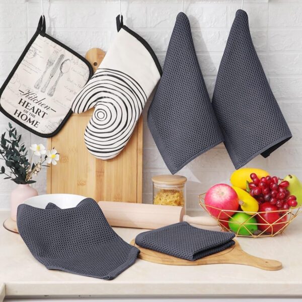 Homaxy 100% Cotton Waffle Weave Kitchen Dish Cloths, Ultra Soft Absorbent Quick Drying Dish Towels, 12 x 12 Inches, 6-Pack, Dark Grey - Image 6