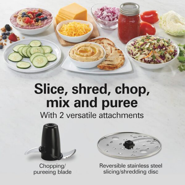 Hamilton Beach Food Processor & Vegetable Chopper for Slicing, Shredding, Mincing, and Puree, 10 Cups + Easy Clean Bowl Scraper, Black and Stainless Steel (70730) - Image 3