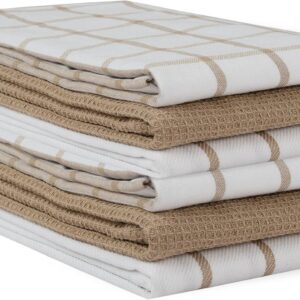 LANE LINEN Kitchen Towels Set – Pack of 6 Cotton Dish Towels for Drying Dishes, 18”x 28”, Kitchen Hand Towels, Tea Towels, Premium Dish Towels for Kitchen, Quick Drying Kitchen Towel Set – Beige