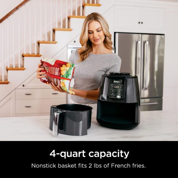 Ninja Air Fryer, Roast, Bake, Air Fry, Roast, Broil, Reheats, & Dehydrates, 4-in-1, Fries, Frozen Food, Veggies, and Juicy Meat, Less Oil, Easy Meals, Healthy Meals, Compact, 4 QT, Grey, AF101 - Image 2