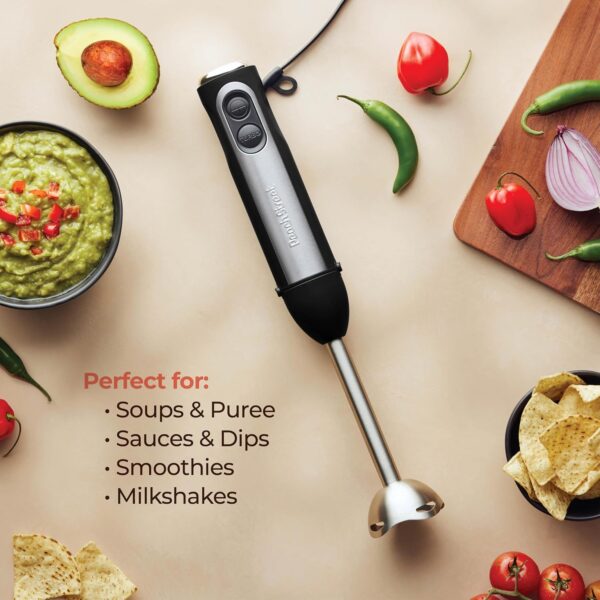 Powerful Immersion Blender, Electric Hand Blender 500 Watt with Turbo Mode, Detachable Base. Handheld Kitchen Gadget Blender Stick for Soup, Smoothie, Puree, Baby Food, 304 Stainless Steel Blades - Image 3