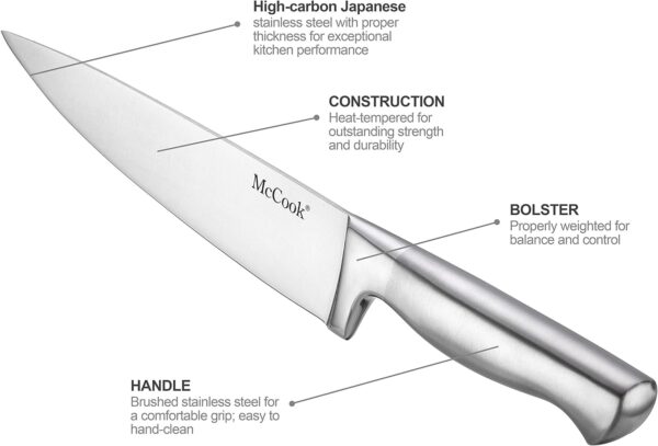 McCook® Knife Sets, German Stainless Steel Kitchen Knife Block Sets with Built-in Sharpener - Image 8