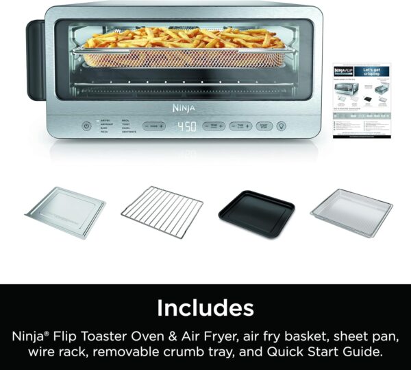 Ninja Flip Toaster Oven&Air Fryer, 8-in-1 Functionality, Flip Up&Away Capability for Storage Space, LargeCapacity, Air Fry Basket, SheetPan, Wire Rack&Removable Crumb Tray, Stainless,1800 watts, SP151 - Image 11