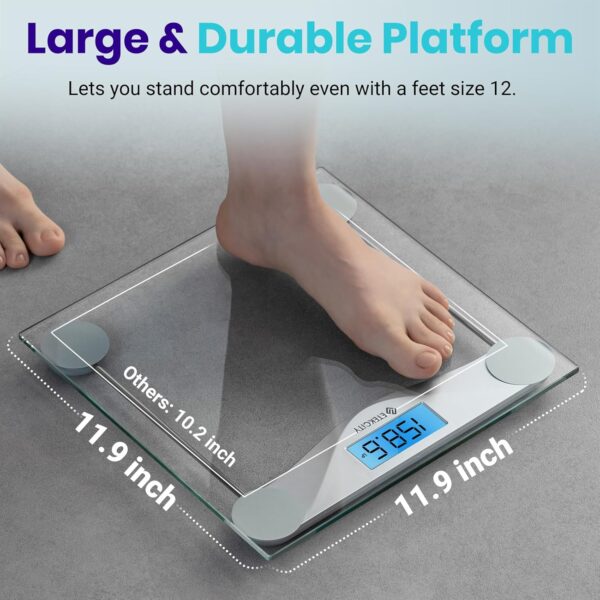 Etekcity Digital Body Weight Bathroom Scale, Large Blue LCD Backlight Display, High Precision Measurements,6mm Tempered Glass, 400 Pounds - Image 4