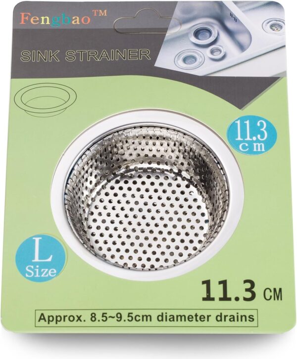 2PCS Kitchen Sink Strainer - Stainless Steel, Large Wide Rim 4.5" Diameter - Image 2