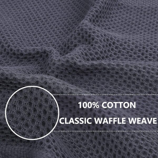 Homaxy 100% Cotton Waffle Weave Kitchen Dish Cloths, Ultra Soft Absorbent Quick Drying Dish Towels, 12 x 12 Inches, 6-Pack, Dark Grey - Image 2