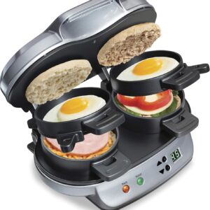 Hamilton Beach Dual Breakfast Sandwich Maker with Timer, Silver (25490A)