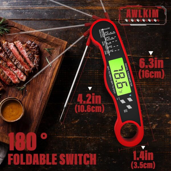 Digital Meat Thermometer for Cooking - Waterproof Kitchen Thermometer with Backlight and Hold, Fast Instant Read Food Thermometer, Candy Making, Outside Grill, Stocking Stuffers for Adult Men - Image 3