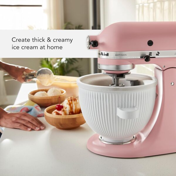 KitchenAid Ice Cream Maker Attachment Stand Mixer, 2 Quart, White - Image 4