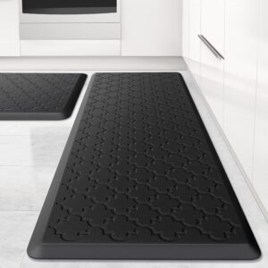 Kitchen Mat [2 PCS] Cushioned Anti-Fatigue Floor Mat, Waterproof Non-Skid Ergonomic Comfort Foam Rugs, Standing Mat for Kitchen, Floor,Office, Sink, Laundry(Black)