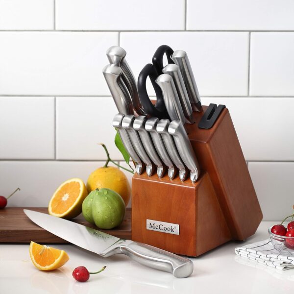 McCook® Knife Sets, German Stainless Steel Kitchen Knife Block Sets with Built-in Sharpener - Image 5