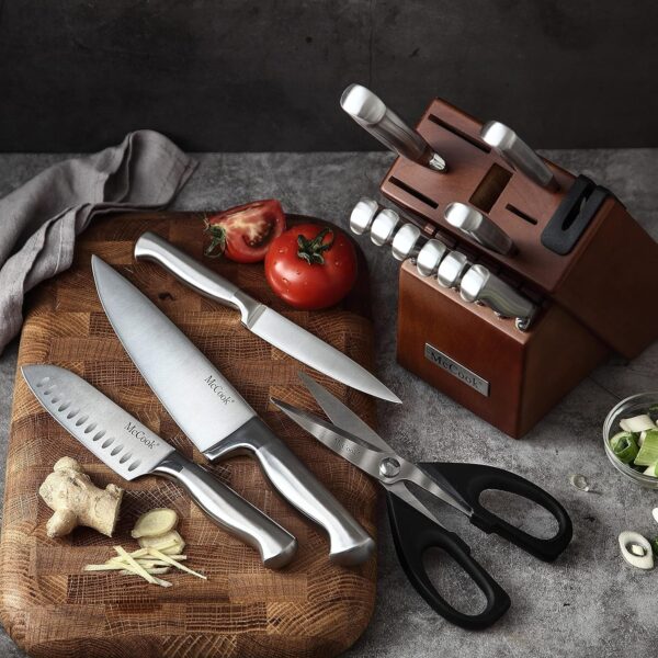 McCook® Knife Sets, German Stainless Steel Kitchen Knife Block Sets with Built-in Sharpener - Image 6